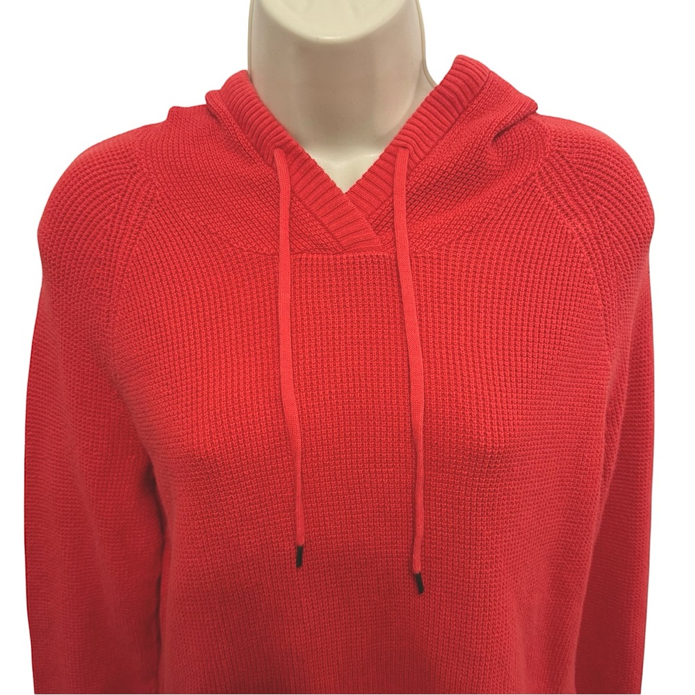 LAUREN RALPH LAUREN Coral Orange Lightweight Knit Hooded Sweater Medium - Picture 3 of 9